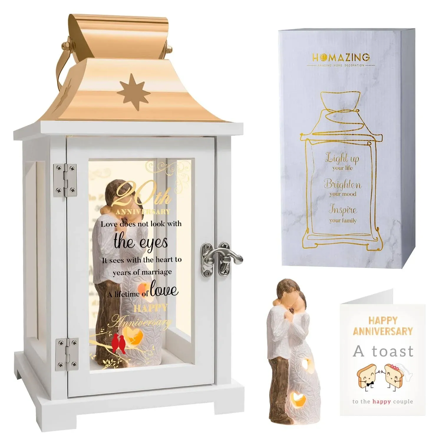 20Th Wedding Anniversary Husband and Wife Figurine Lantern, Best 20Th Anniversar