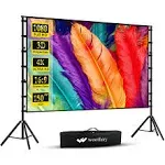 Projector Screen with Stand, Wootfairy 150 inch Portable and Foldable Projection Screen 4K HD 16:9 Rear Front Wrinkle-Free Movie Screen with Carry Bag for Indoor Outdoor Home Theater Backyard Cinema