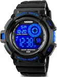 SKMEI Mens Sport Running Watch Digital Electronic 50m Waterproof Military Army Sports LED Wristwatch Water Resistant with Stopwatch Unique Dial 7