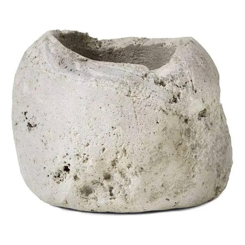 Serene Spaces Living Natural Pumice Urn Vase, Textured Lava Rock Vase for Flowers, Perfect for Living Rooms, Kitchens, Bedrooms, Office, Weddings, Events - 6" to 6.50" Diameter x 6" to 6.50" Tall