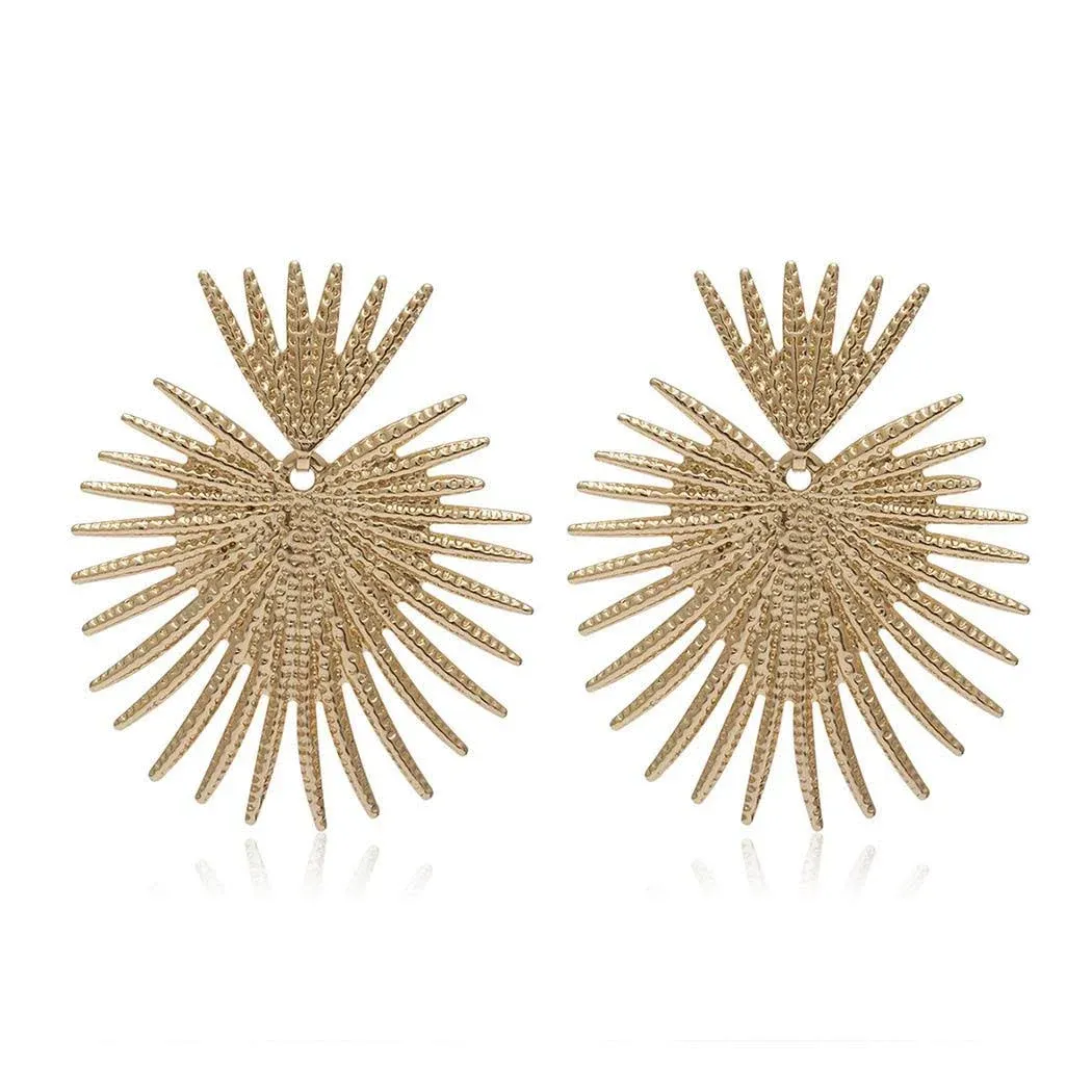 Bmadge Gold Star Flower Geometric Dangle Earrings, Lightweight Studs