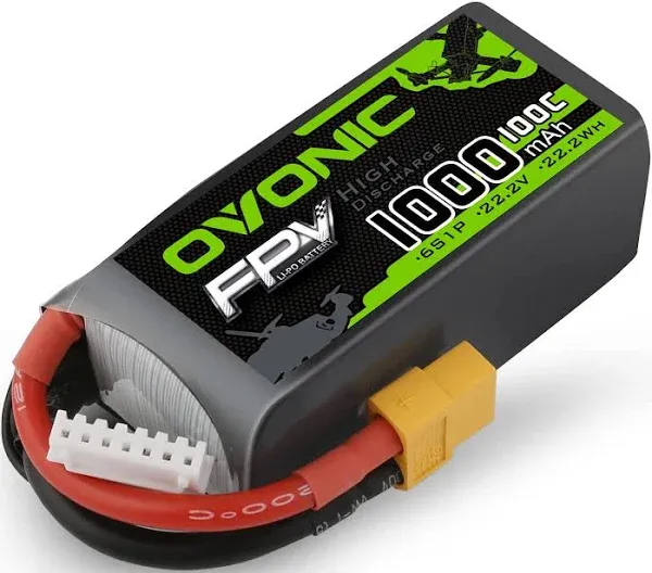 Ovonic 6S Lipo Battery 100C 1300mAh 22.2V Lipo Battery with XT60 Connector for Rc FPV Racing Drone Quadcopter