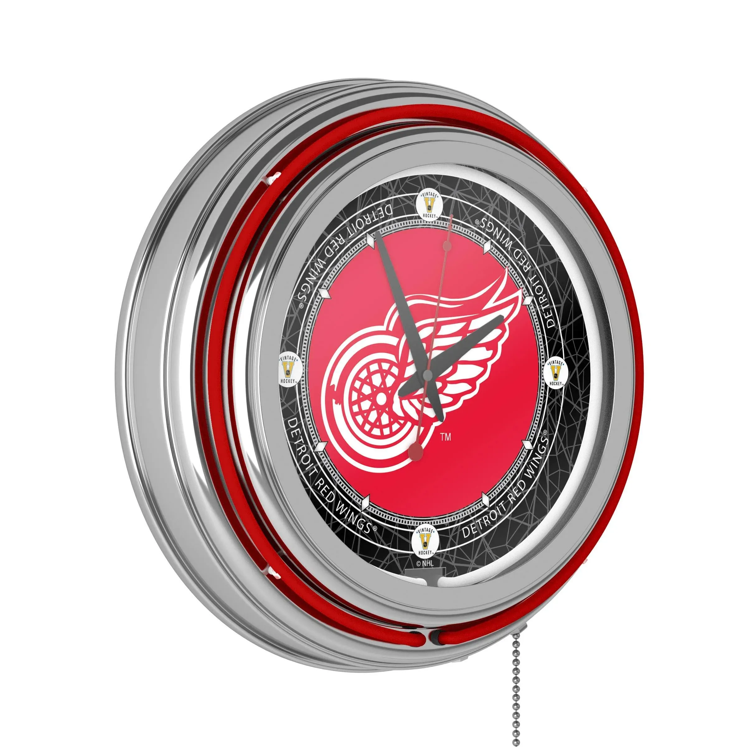 NHL Vintage Detroit Redwings Neon Clock