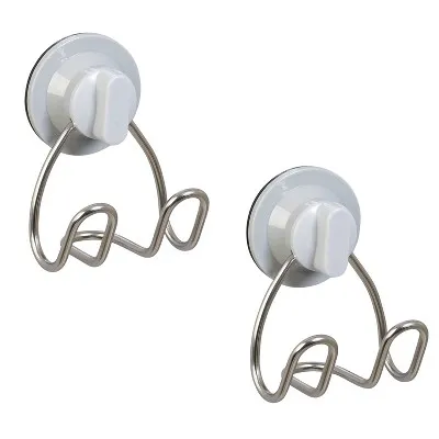 Zenna Home Rustproof Stainless Steel Shower Storage Hooks, 2 Pack, with Suction or Adhesive Mount