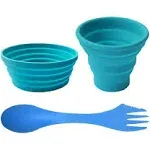 Silicone Collapsible Bowl Cup Set with Spork for Outdoor Camping Hiking Set of 3