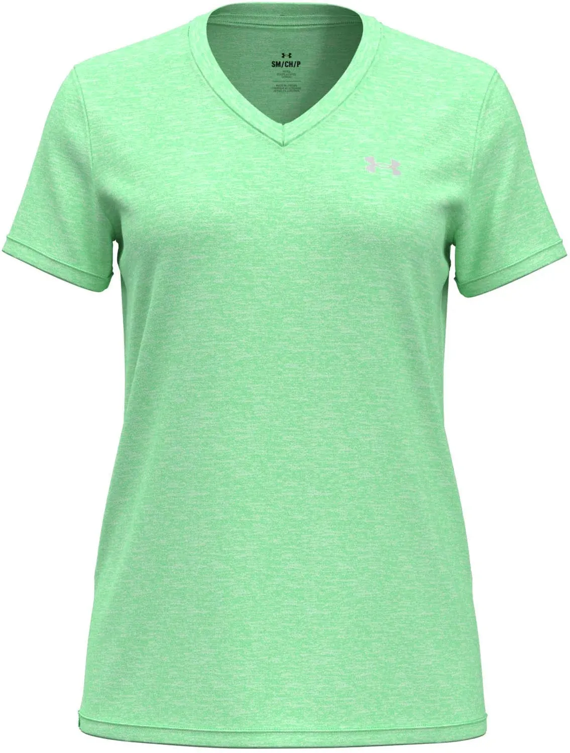 Women's Tech Twist V-Neck Short Sleeve - Green, SM, Under Armour