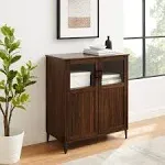 Modern Grooved-Door Accent Cabinet – Dark Walnut