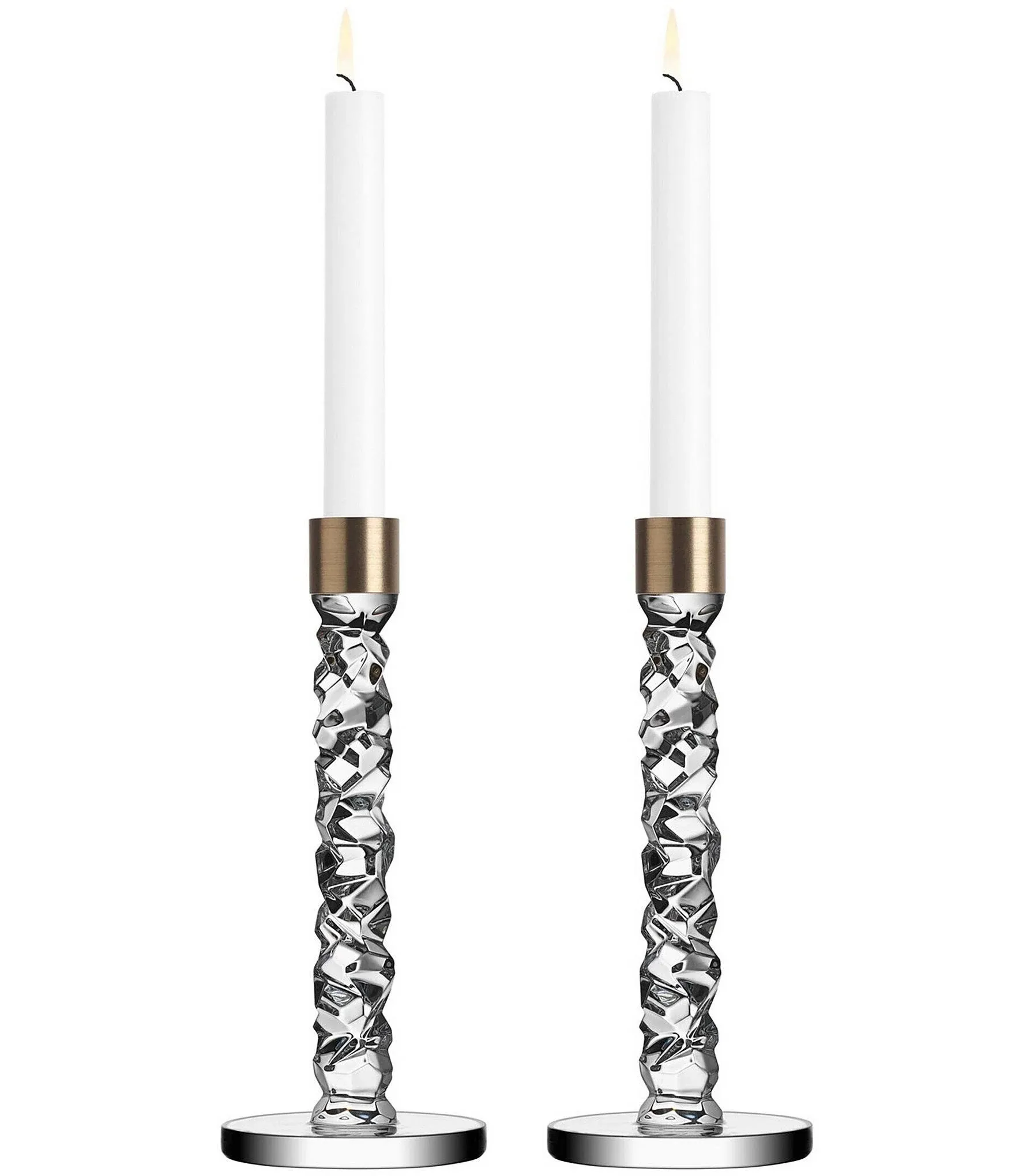 Carat 2-Piece Glass & Brass Candlestick Set