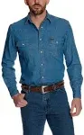 Wrangler Cowboy Cut Work Western Denim Long-Sleeve Shirt - Men's Stonewash, XL