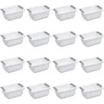 Sterilite Stackable Storage Bin and Organization Basket with Flip Down Accent Rails for Home and Household Organization, Small, White (16 Pack)