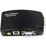 HDSUNWSTD PC Laptop Composite Video TV RCA Composite S-Video AV in to PC VGA LCD Out Converter Adapter Switch Box Black