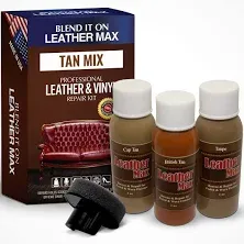 Leather Max Complete Leather Refinish, Restore, Recolor & Repair Kit/Now with 3 Color Shades to Blend with/Leather & Vinyl Refinish (White Mix)