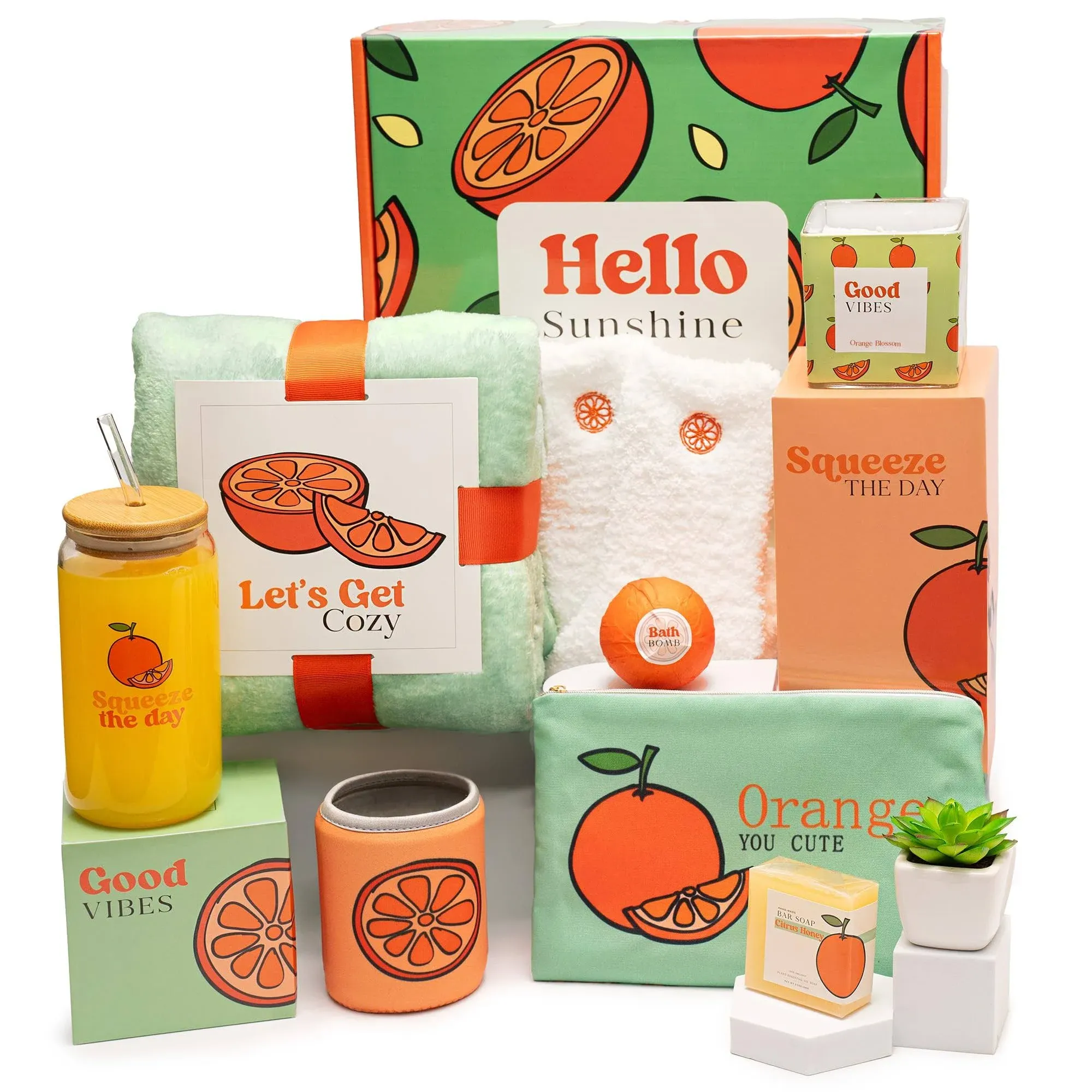 Self Care Package for Women. Thinking of You Self Care Kit. Orange Fruit 