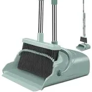 2023 Upgrade Broom and Dustpan Set, Large Size and Stiff Broom Dust Pan with Lon