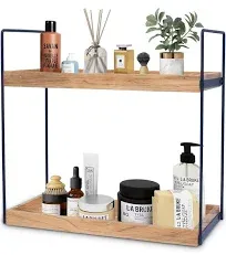 - 2 Tier Bathroom Countertop Organizer Lightly Lacquered to Resist Water and ...