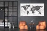 World Map XXL 51 x 28 inches, Travel Pin Board with 51 x 28 Gray 