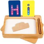 BLUE GINKGO Sand Tracing Tray - Wooden Montessori Sand Tray with Lid for Writing