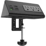 Nightstand Edge Mount Power Strip with USB-C Ports Tabletop Surge Protector Desk Clamp Power Sockets with 3 AC Outlets &4 Fast Charging USB Ports for Home Office Hotel and Dormitory