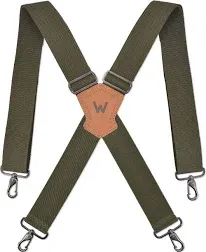 Green suspenders for men, 2 inch wide suspenders, Work suspenders, Suspenders...