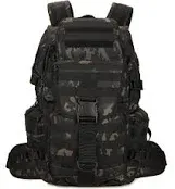 50L Molle Military Tactical Backpack Waterproof Hiking Backpack Large Army 3 Day Assault Pack Heavy Duty Backpack (Black)