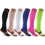 6-Pairs: Unisex Copper-Infused Knee High Compression Socks