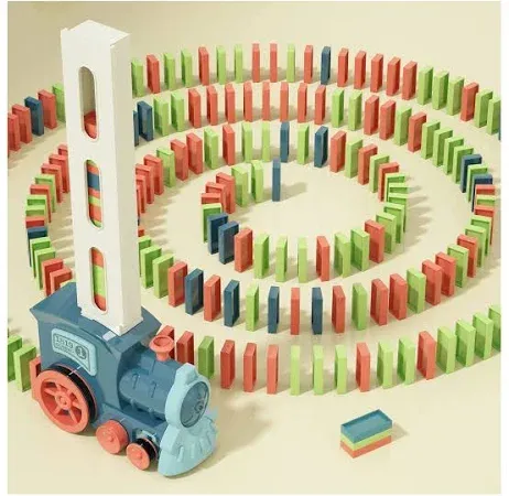 Kids Games Domino Train Toys: 180PCS Automatic Stacking Creative Game 3+ Year Old - Stem Montessori Toy for Boys 4-6 - Summer Autistic Christmas Birthday Gifts 5 6 Toddler Girls Ages 4-8