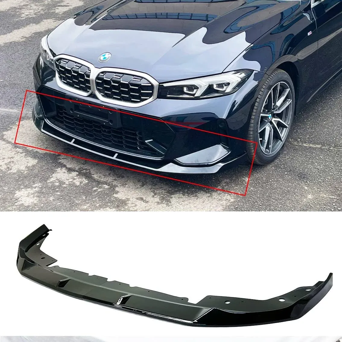 For 2023-24 BMW 3 Series G20 G28 Gloss Black MP Style Front Bumper Lip Splitter