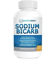 Kidney Restore Sodium Bicarbonate 650mg Capsules Delayed Release for Supporting Normal Kidney Function & Kidney Supplement. Sodium Bicarbonate