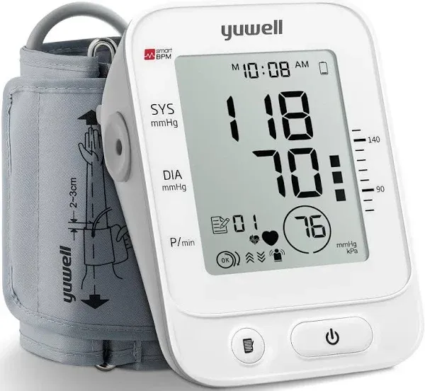 yuwell Blood Pressure Monitor Extra Large Upper Arm Cuff Digital BP Machine For Home Use & Pulse Rate Monitoring Meter