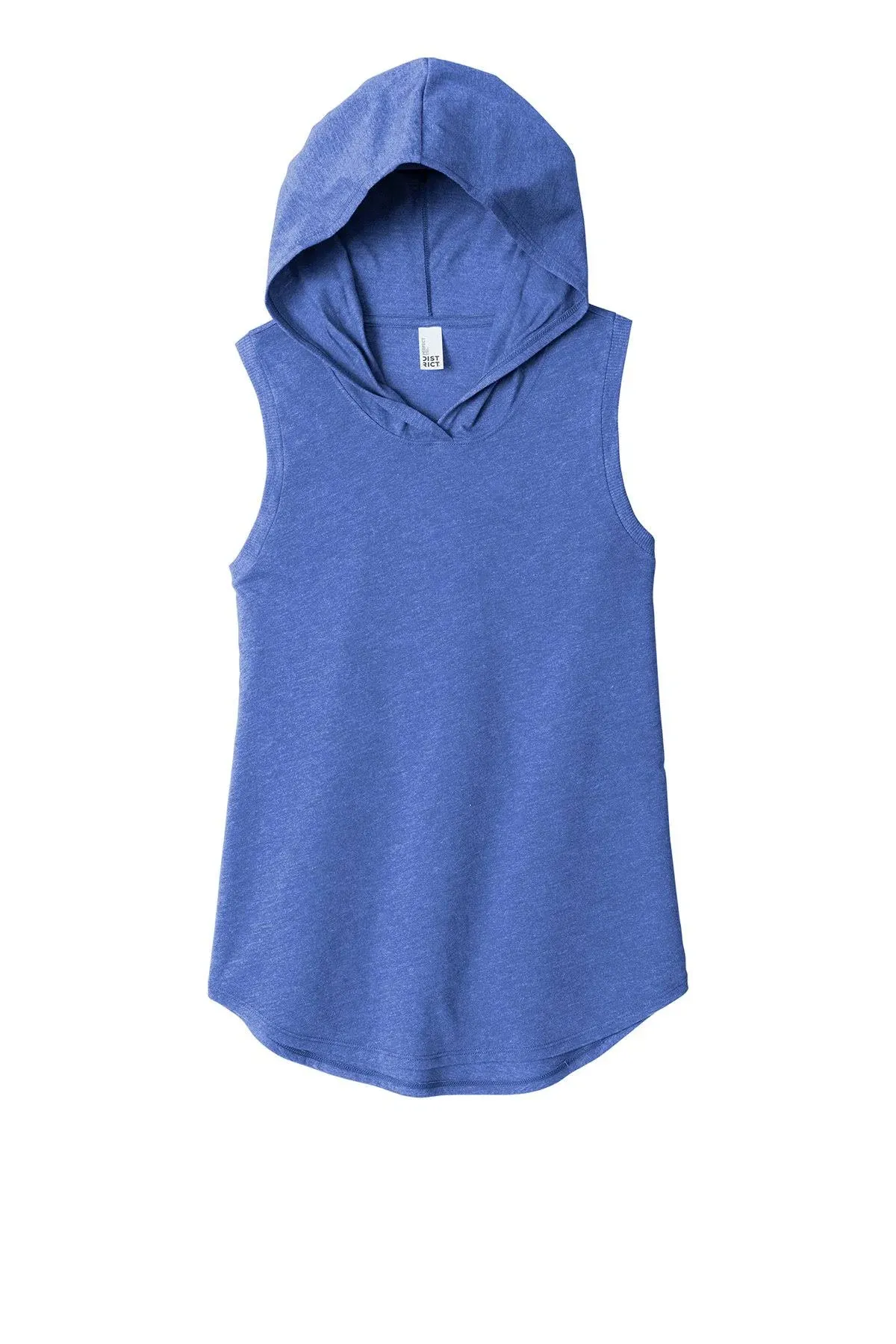 District Women's Perfect Tri Sleeveless Hoodie DT1375, Royal Frost