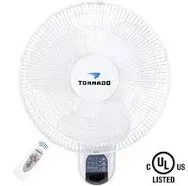 Tornado 16 inch Digital Wall Mount Fan - Remote Control Included - 3 Speed Settings