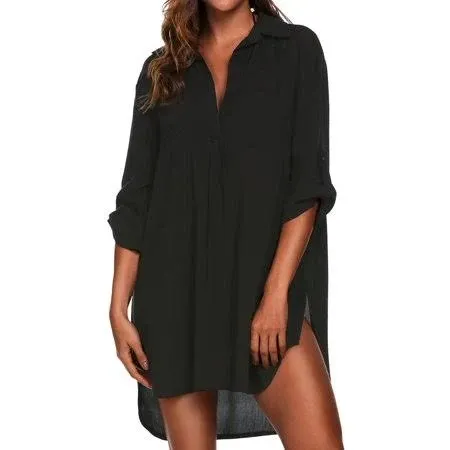 Ekouaer Women&#x27;s Swimsuit Beach Cover Up Black 3X