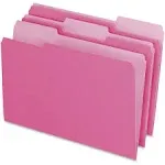 Pendaflex Colored File Folders 1/3 Cut Top Tab Legal Pink/Light Pink 100/Box