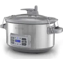 7 Qt Digital Slow Cooker W/Temperature Probe Dishwasher Safe Stainless Kitchen