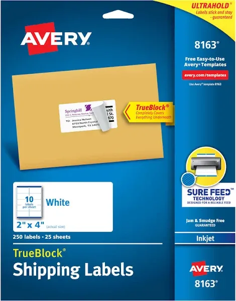 Avery Shipping Labels TrueBlock