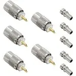 PL 259 Connectors, 5-Pack PL-259 UHF male Solder Connector Plug with Reducer, Teflon Material RFAdapter 50Ohm for RG59, RG8, RG8X, LMR-400, RG-213