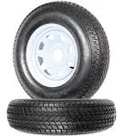 Ecustomrim 2-pk Trailer Tire Rim ST205/75D14 14 in. Load C 5 Lug White Spoke Wheel