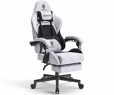 * Gaming Chair Fabric with * Cushion, Massage Game Chair Cloth with Headrest, Ergonomic Computer Chair with Footrest 290LBS, Black