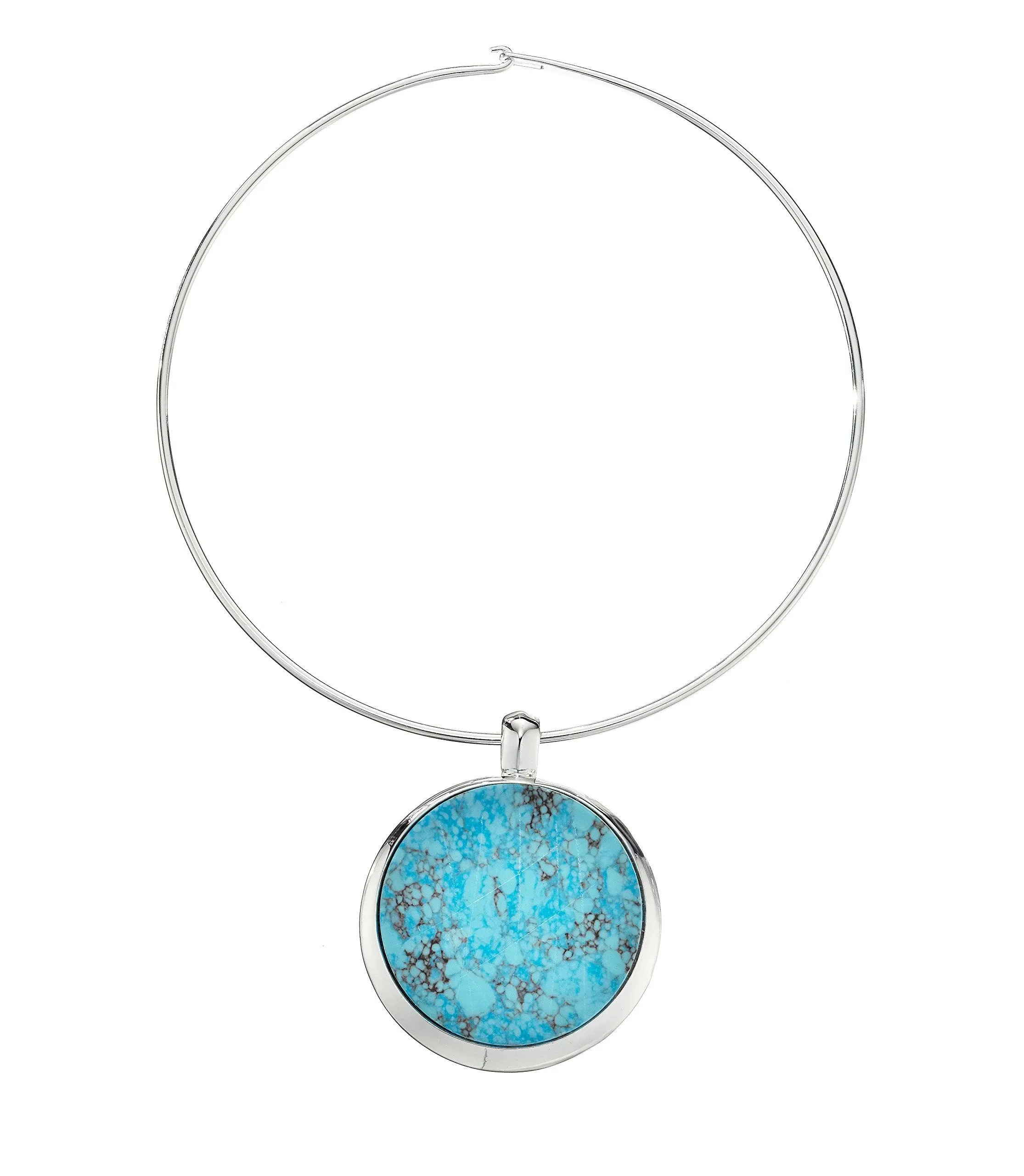 Robert Lee Morris Soho Womens Turquoise Pendant Wire Collar Necklace, Turquoise/Silver 2