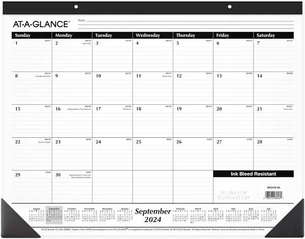 At-A-GLANCE Academic Year Ruled Desk Pad