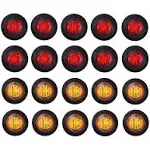 (Pack of 20) TMH 3/4 Inch Mount White LED Clearance Bullet Marker lights, Side LED marker lights for trailer Truck RV Car Bus Van