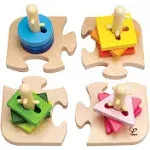 Hape Creative Peg Puzzle - 16 Pieces, Wooden Toddler Stacking Shape Puzzle Toy