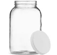 Paksh Novelty 1-Gallon Glass Jar Wide Mouth with Airtight Plastic Lid - USDA Approved BPA-Free Dishwasher Safe Mason Jar for Fermenting, Kombucha, Kefir, Storing and Canning Uses, Clear