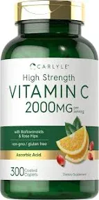 Carlyle Vitamin C 2000mg | with Rose HIPS | 150 Caplets | Vegetarian, Non-GMO, Gluten Free Supplement