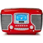 Crosley Corsair Radio Cd Player Red Bluetooth Full-Range Stereo Speaker 7.1 in H