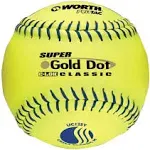 Worth 12" USSSA Gold Dot Classic Slowpitch Softballs, Yellow - 12 pack