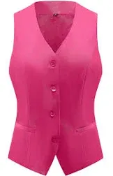 V VOCNI Women&#x27;s Fully Lined 4 Button V-Neck Suit Vest Waistcoat-Medium