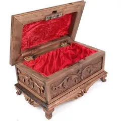 Tubibu Walnut Treasure Secret Magic Box Hand Made Unique Jewelry Box with Hidden Key