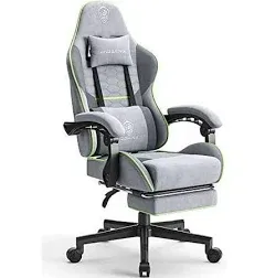 Gaming Chair Fabric with Pocket Spring Cushion Massage Game Chair Cloth with Headrest Ergonomic Computer Chair with Footrest 290lbs