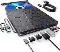 External CD DVD Drive USB 3.0 Writer Burner Reader Player for Windows 7/8/10/11